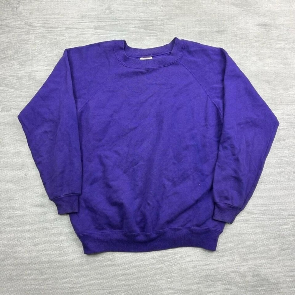 Vintage Hanes Blank Sweatshirt Adult Large Purple Crewneck Pullover